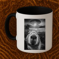 Funny Graphic Capybara Selfie With Ufos Weird Mug