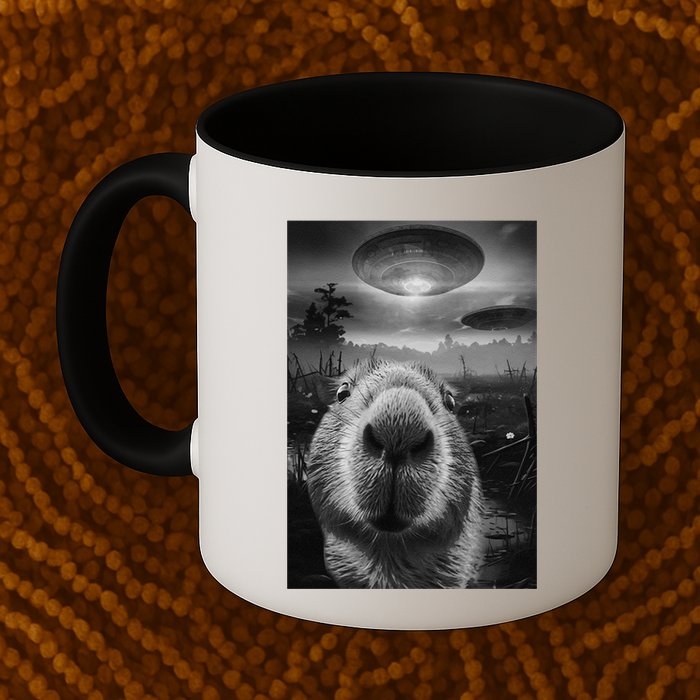 Funny Graphic Capybara Selfie With Ufos Weird Mug