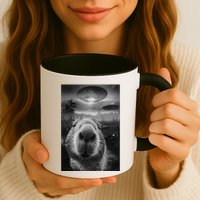 Funny Graphic Capybara Selfie With Ufos Weird Mug