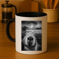 Funny Graphic Capybara Selfie With Ufos Weird Mug