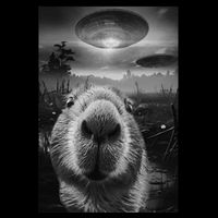 Funny Graphic Capybara Selfie With Ufos Weird Drawstring Bag