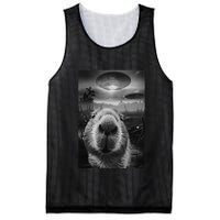 Funny Graphic Capybara Selfie With Ufos Weird Mesh Reversible Basketball Jersey Tank