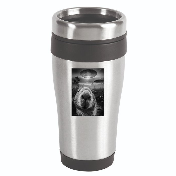Funny Graphic Capybara Selfie With Ufos Weird 16oz Travel Tumbler