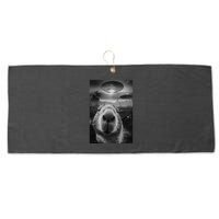 Funny Graphic Capybara Selfie With Ufos Weird Large Microfiber Waffle Golf Towel