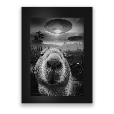 Funny Graphic Capybara Selfie With Ufos Weird Poster