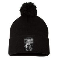 Funny Graphic Capybara Selfie With Ufos Weird Pom Pom 12in Knit Beanie