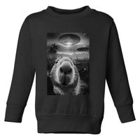 Funny Graphic Capybara Selfie With Ufos Weird Toddler Sweatshirt