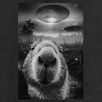 Funny Graphic Capybara Selfie With Ufos Weird Trucker Hat