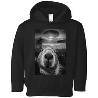 Funny Graphic Capybara Selfie With Ufos Weird Toddler Hoodie
