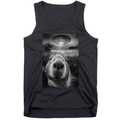 Funny Graphic Capybara Selfie With Ufos Weird Tank Top