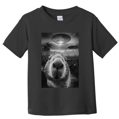 Funny Graphic Capybara Selfie With Ufos Weird Toddler T-Shirt