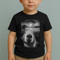 Funny Graphic Capybara Selfie With Ufos Weird Toddler T-Shirt