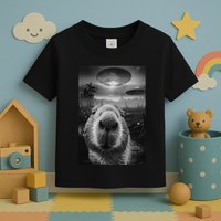 Funny Graphic Capybara Selfie With Ufos Weird Toddler T-Shirt
