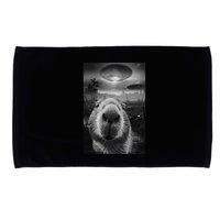 Funny Graphic Capybara Selfie With Ufos Weird Microfiber Hand Towel
