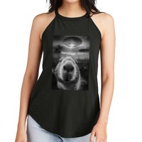 Funny Graphic Capybara Selfie With Ufos Weird Women's Perfect Tri Rocker Tank