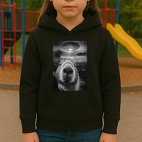 Funny Graphic Capybara Selfie With Ufos Weird Kids Hoodie
