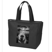 Funny Graphic Capybara Selfie With Ufos Weird Zip Tote Bag