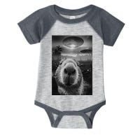 Funny Graphic Capybara Selfie With Ufos Weird Infant Baby Jersey Bodysuit