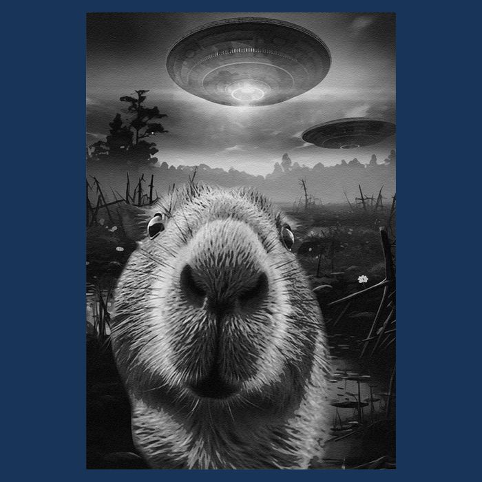 Funny Graphic Capybara Selfie With Ufos Weird Infant Baby Jersey Bodysuit