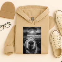 Funny Graphic Capybara Selfie With Ufos Weird Hoodie
