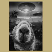 Funny Graphic Capybara Selfie With Ufos Weird Button