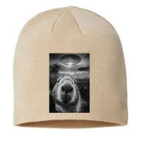 Funny Graphic Capybara Selfie With Ufos Weird Sustainable Beanie