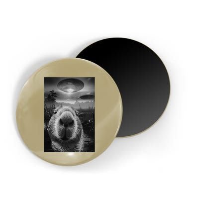 Funny Graphic Capybara Selfie With Ufos Weird Magnet