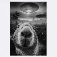 Funny Graphic Capybara Selfie With Ufos Weird Garment-Dyed Sweatshirt