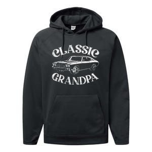 Funny Grandpa Classic Car Graphic Family Grandpa Fathers Day Performance Fleece Hoodie