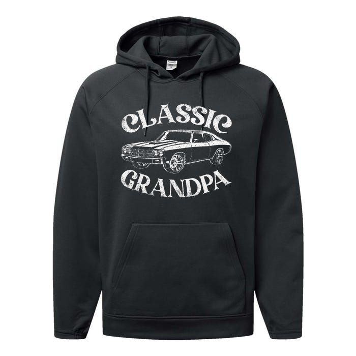 Funny Grandpa Classic Car Graphic Family Grandpa Fathers Day Performance Fleece Hoodie