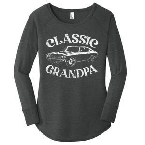 Funny Grandpa Classic Car Graphic Family Grandpa Fathers Day Women's Perfect Tri Tunic Long Sleeve Shirt