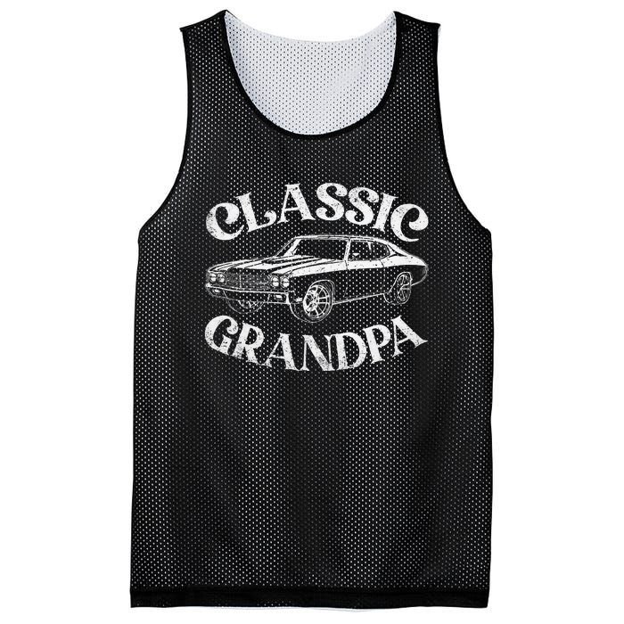 Funny Grandpa Classic Car Graphic Family Grandpa Fathers Day Mesh Reversible Basketball Jersey Tank