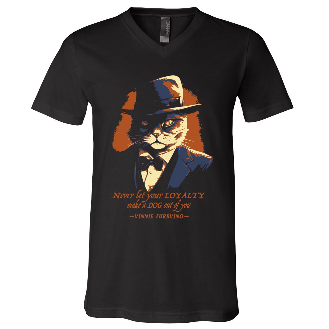Funny Gangster Cat Saying Cat Dad V-Neck T-Shirt