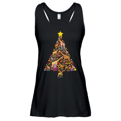Funny Giraffe Christmas Tree Zookeeper Xmas Ladies Essential Flowy Tank