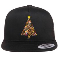 Funny Giraffe Christmas Tree Zookeeper Xmas Flat Bill Trucker Hat