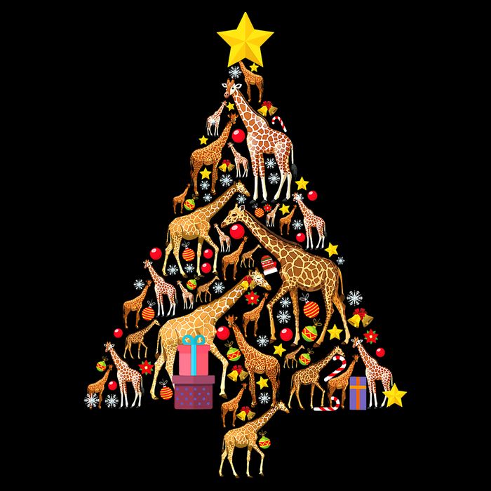 Funny Giraffe Christmas Tree Zookeeper Xmas Youth Performance Sprint T-Shirt