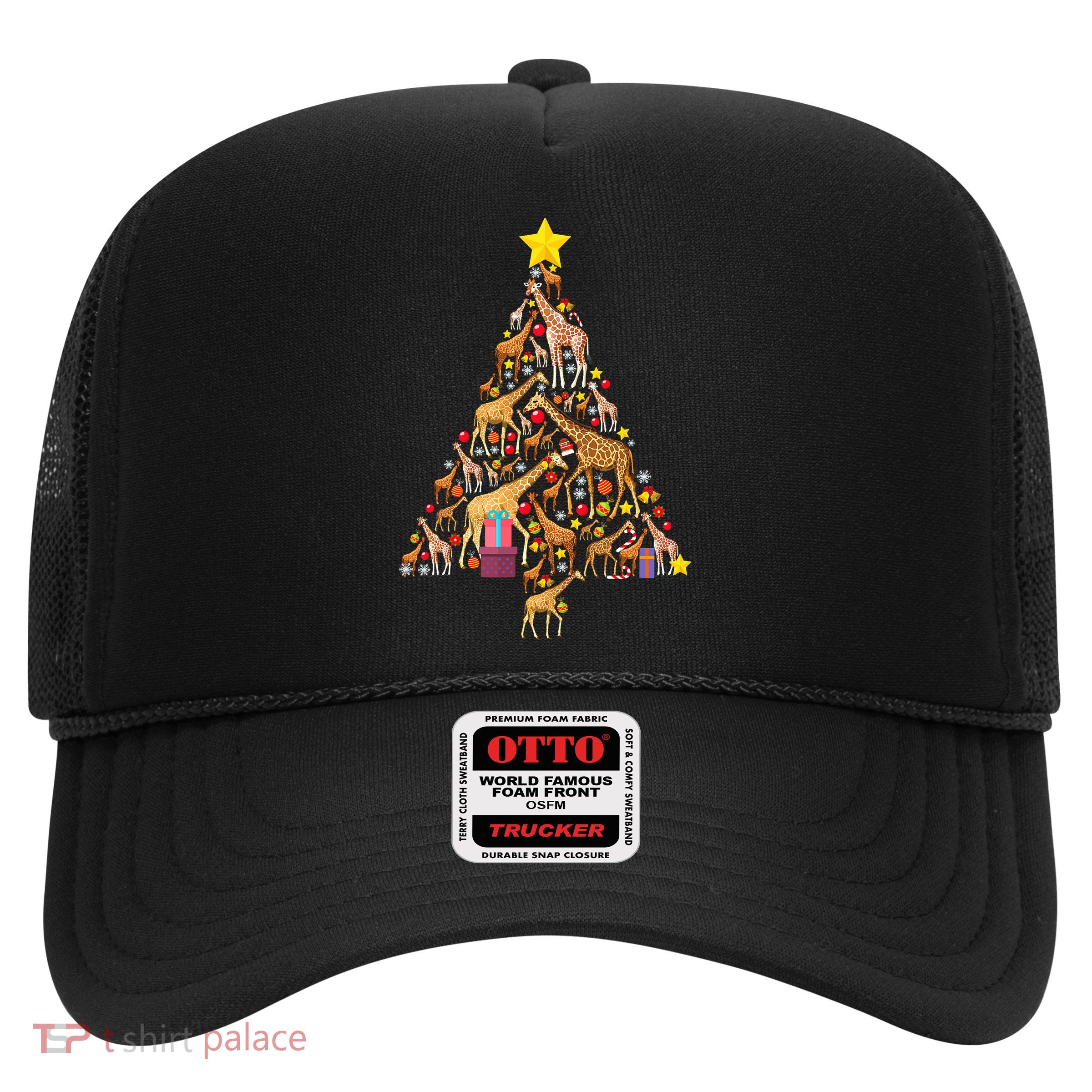 Funny Giraffe Christmas Tree Zookeeper Xmas Trucker Hat