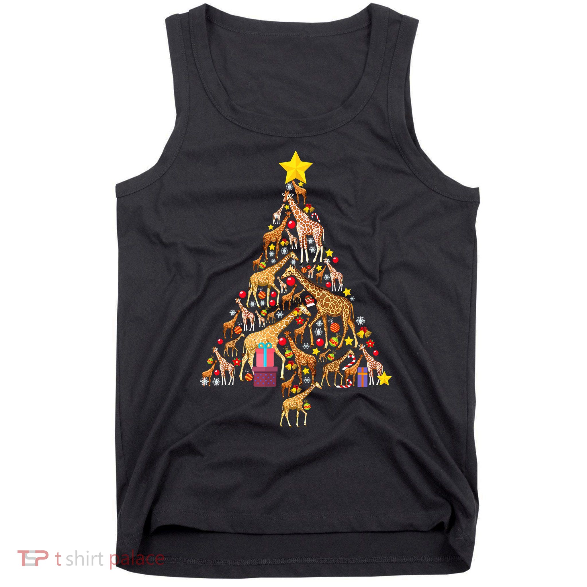 Funny Giraffe Christmas Tree Zookeeper Xmas Tank Top