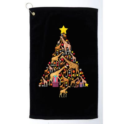 Funny Giraffe Christmas Tree Zookeeper Xmas Golf Towel