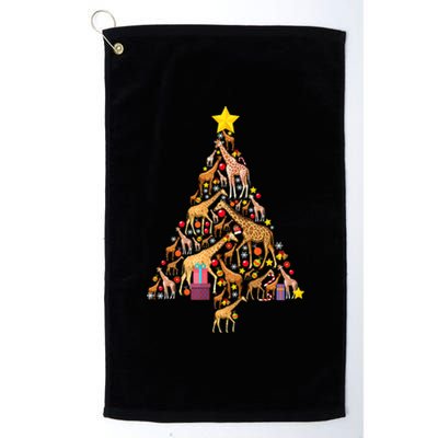 Funny Giraffe Christmas Tree Zookeeper Xmas Platinum Collection Golf Towel