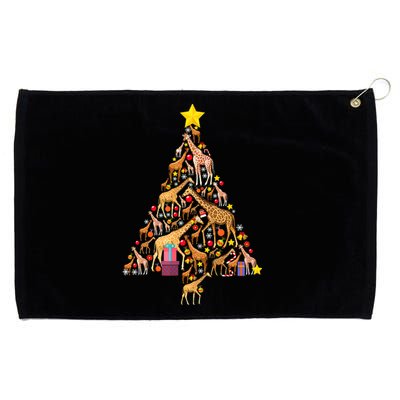 Funny Giraffe Christmas Tree Zookeeper Xmas Grommeted Golf Towel