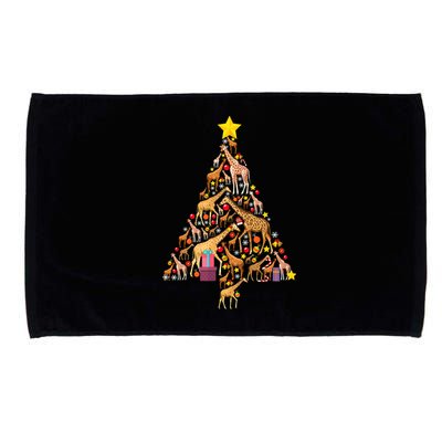 Funny Giraffe Christmas Tree Zookeeper Xmas Microfiber Hand Towel