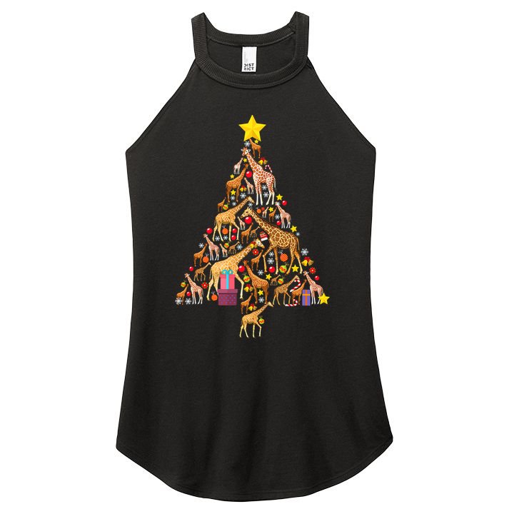Funny Giraffe Christmas Tree Zookeeper Xmas Women's Perfect Tri Rocker Tank