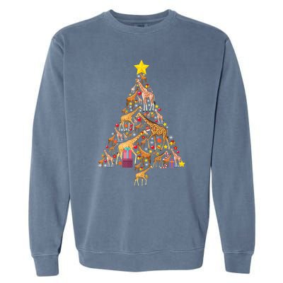 Funny Giraffe Christmas Tree Zookeeper Xmas Garment-Dyed Sweatshirt