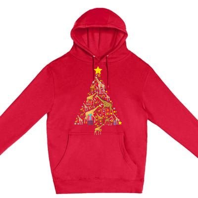 Funny Giraffe Christmas Tree Zookeeper Xmas Premium Pullover Hoodie