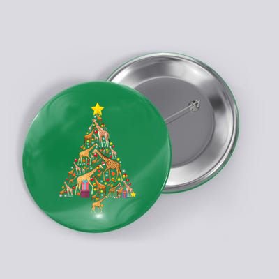 Funny Giraffe Christmas Tree Zookeeper Xmas Button