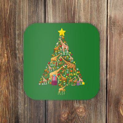 Funny Giraffe Christmas Tree Zookeeper Xmas Coaster