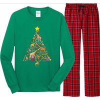 Funny Giraffe Christmas Tree Zookeeper Xmas Long Sleeve Pajama Set