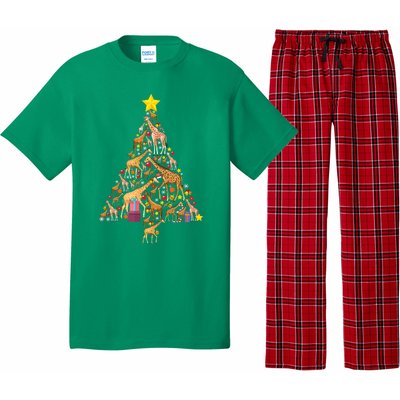 Funny Giraffe Christmas Tree Zookeeper Xmas Pajama Set