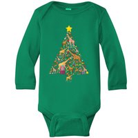 Funny Giraffe Christmas Tree Zookeeper Xmas Baby Long Sleeve Bodysuit